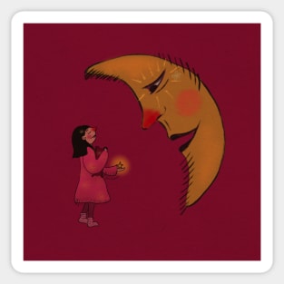 Girl And Moon Sticker